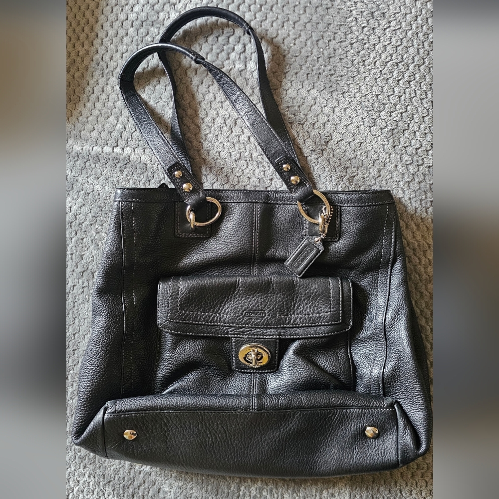 Vintage Coach Black Bucket Bag With Silver Hardware